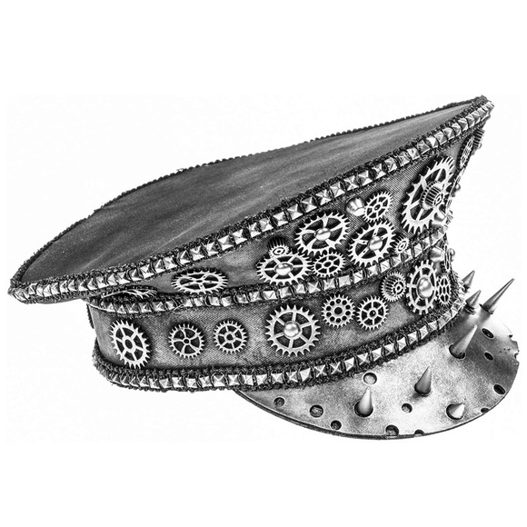 Silver Steampunk Spike Gear Hat NWT - Picture 7 of 9